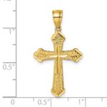 14k Polished Diamond-cut Textured Fancy Budded Cross Pendant - Image 4