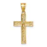 14k Polished Textured Crucifix Pendant - Image 3