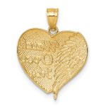 14k and White Rhodium Diamond-cut Heart With Wing WATCH OVER ME Pendant - Image 3
