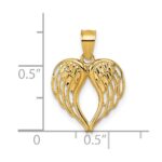 14k Polished and Diamond-cut Cut-out Wings In Heart Shape Pendant - Image 4