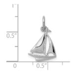 14K White Gold Solid Polished 3-D Sailboat Charm - Image 3