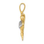 14K and White Rhodium Polished Open-Backed Scuba Diver Pendant - Image 2