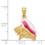 14K Polished 3-D Pink and White Enameled Conch Shell Pendant - Image 4