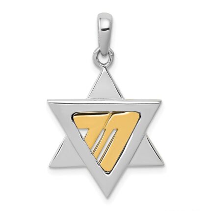 14k Two-tone Star of David Pendant