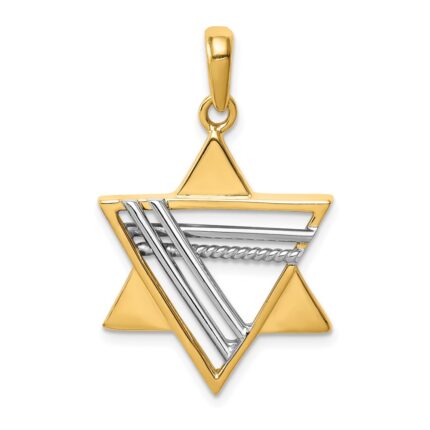 14k Two-tone Star of David Pendant