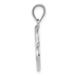 14k White Gold Polished Open Dangling Heart Pendant - Image 2