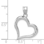 14k White Gold Polished Open Dangling Heart Pendant - Image 4