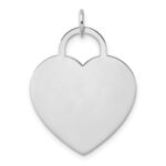 14k White Gold Polished Engravable 22mm Heart Disc Pendant