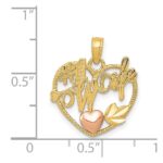 14k Two-tone #1 WIFE in Heart with Heart Pendant - Image 4
