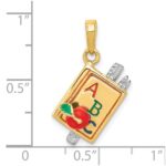 14k Two-tone 3-D Multi-color Enameled ABC School Book Pendant - Image 4