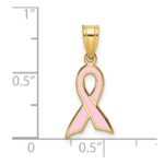 14k Small Pink Enameled Awareness Ribbon Pendant - Image 4