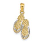 14k and White Rhodium 3-D HAWAII Double Flip-Flop Pendant