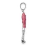 14K White Gold Enameled 3-D Pink Flamingo Pendant - Image 2