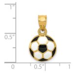 14k Black and White Enameled Domed Soccer Ball Pendant - Image 3