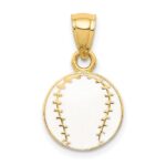 14k White Enameled Baseball Pendant