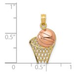 14k Two-tone Basketball Hoop with Ball Pendant - Image 4