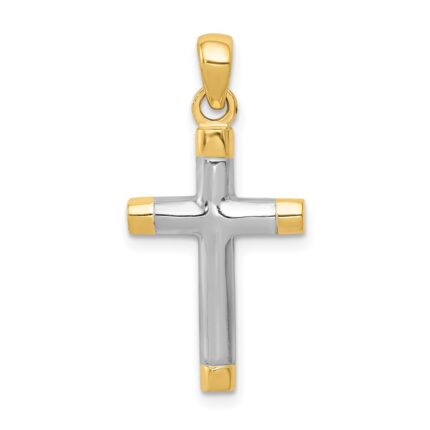 14k and White Rhodium Cross Pendant