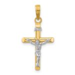 14K Two-tone INRI Hollow Crucifix Charm