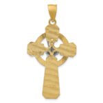 14k Two-tone and White Rhodium St. Patrick Celtic Cross Pendant - Image 4