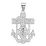 14k White Gold Mariners Crucifix Pendant - Image 4