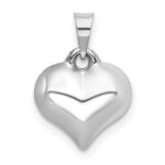 14K White 3-D Puffed Heart Pendant - Image 3