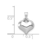 14K White 3-D Puffed Heart Pendant - Image 4