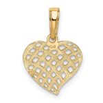 14K Polished Basket Weave Pattern Heart Pendant - Image 3