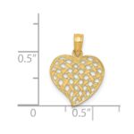 14K Polished Basket Weave Pattern Heart Pendant - Image 4