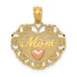 14k Two-tone MOM Heart Pendant