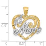 14k and White Rhodium #1 MOM Heart Pendant - Image 4