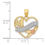 14k Two-tone with White Rhodium #1 GRANDMA Heart Pendant - Image 4