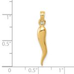 14k Medium 3-D Italian Horn Pendant - Image 4