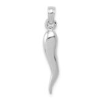 14k White Gold Medium 3-D Italian Horn Pendant