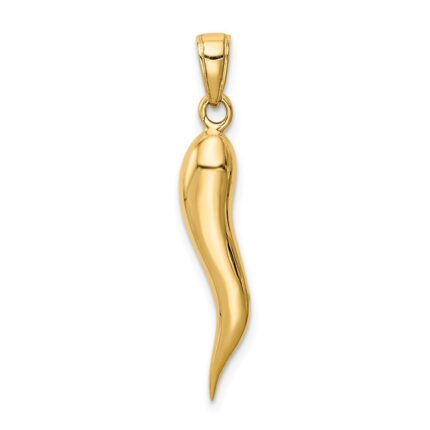 14k Large 3-D Italian Horn Pendant