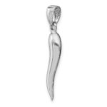 14k White Gold Large 3-D Italian Horn Pendant - Image 4