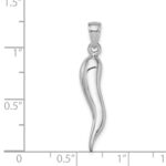 14k White Gold Large 3-D Italian Horn Pendant - Image 5