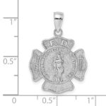 14k White Gold Fire Department FD St. Florian Badge Pendant - Image 4