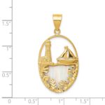14K Lab Created Opal Lighthouse and Sailboat Pendant - Image 4