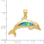 14K Lab Created Opal Dolphin Pendant - Image 4