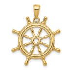 14K  3-D Ships Wheel Pendant