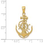 14k Medium Anchor with Rope and Ships Wheel Pendant - Image 4
