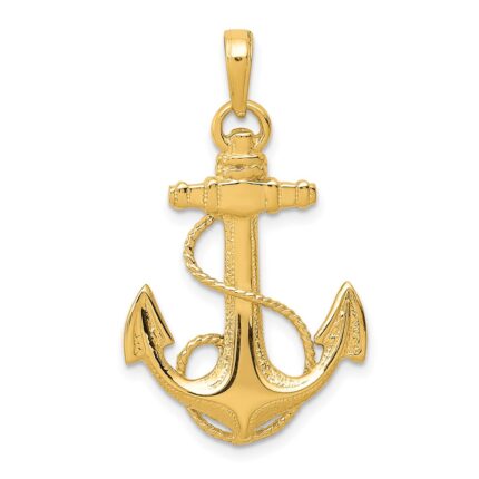 14k Anchor with Rope Pendant