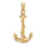 14K 3-D Anchor with Rope Pendant - Image 3