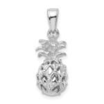 14K White Gold 3-D Cut-out Pineapple Pendant - Image 3
