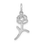 14k White Gold Rose Charm