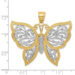 14k and White Rhodium Diamond-cut Butterfly Pendant - Image 4