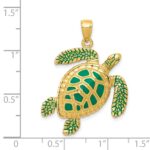 14k 3-D Green Enameled Sea Turtle Pendant - Image 4