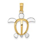 14K and White Rhodium Sea Turtle Pendant