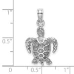 14K White Gold Sea Turtle Charm - Image 3