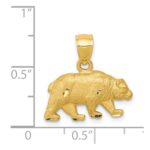 14K Satin Diamond-cut Bear Pendant - Image 4
